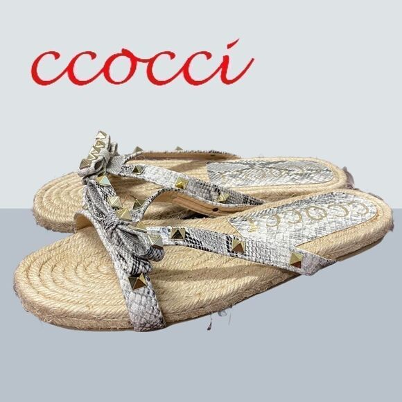 CCOCCI Delight Espadrille Stud Snake Sandals 8.5 - Picture 2 of 5